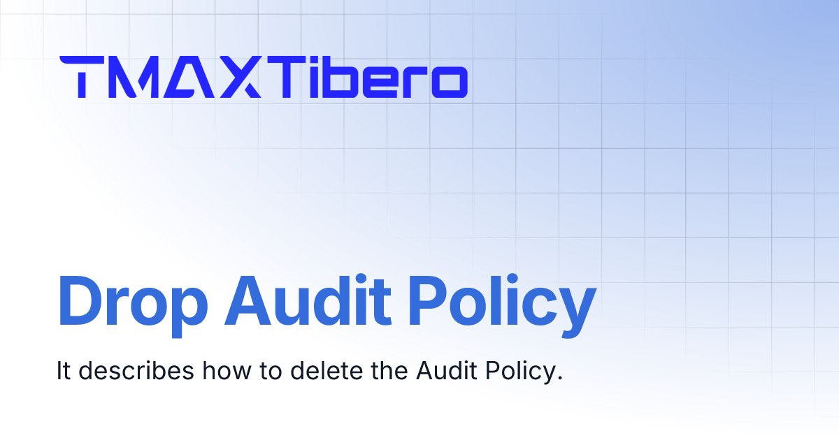 Drop Audit Policy | Tiberostudio